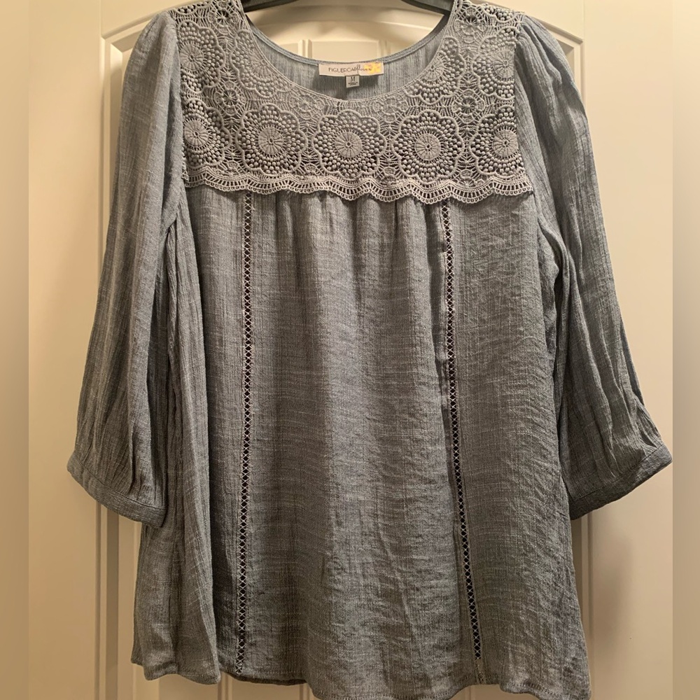 Figuero & flower 3/4 sleeve crochet top.